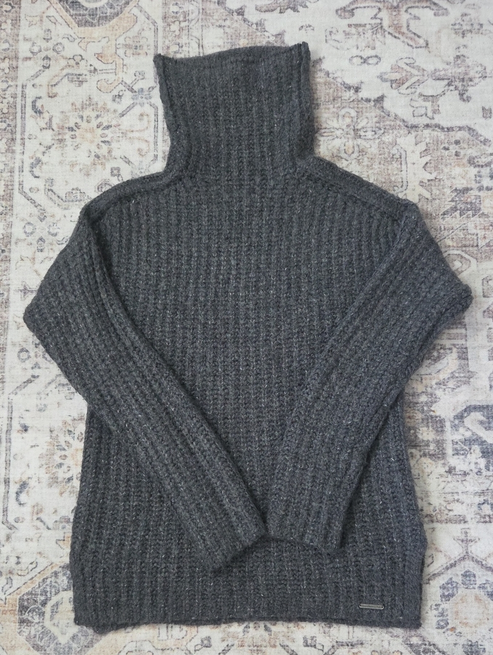 Abercrombie & Fitch Charcoal Ribbed Turtleneck Sweater